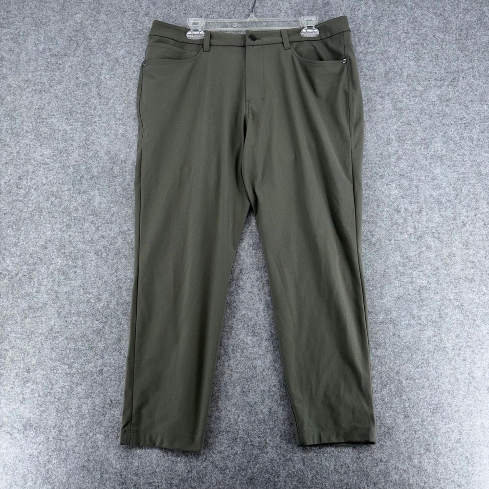 Lululemon Commission Pant Classic Warpstreme Olive Green Mens 34x28 LM5AQQS